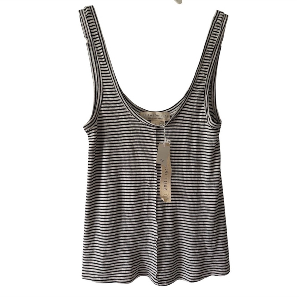 Saltwater LUXE Black and White Striped Tank Top